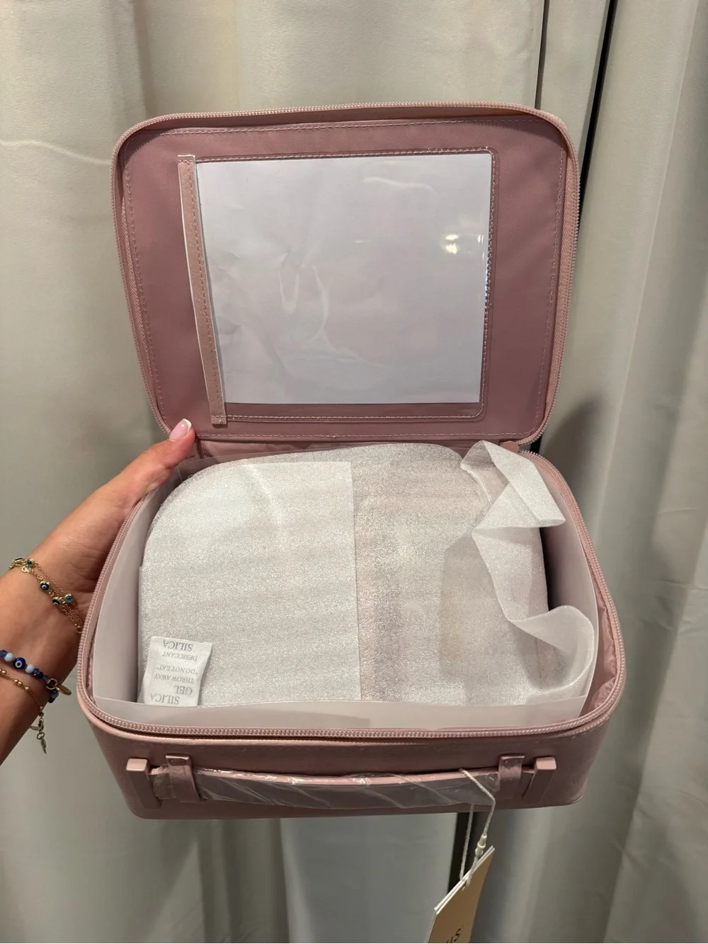 BEIS Blush Pink Structured Cosmetic Case with Top Handle